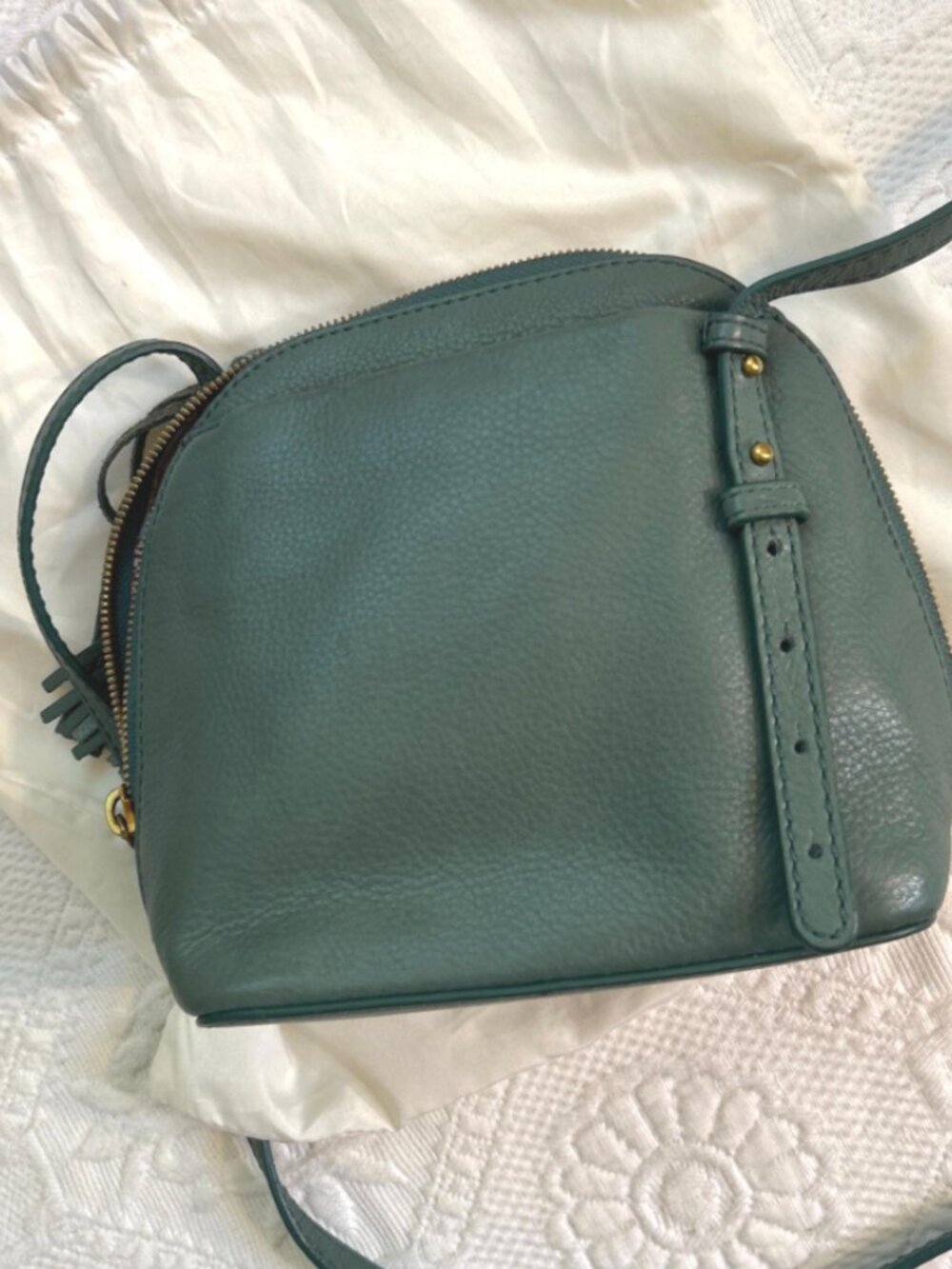 HOBO Green Pebbled Leather Crossbody with Tassel - Picture 2 of 7
